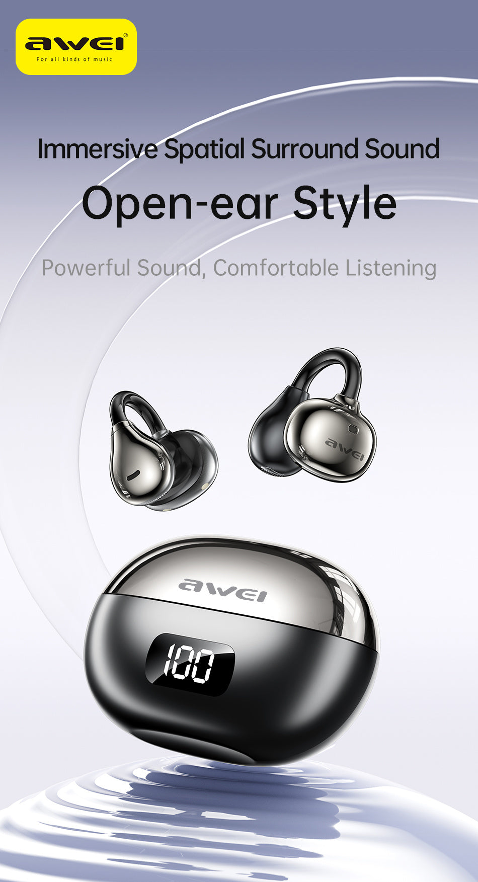 AWEI OWS Clip-on Bluetooth Headphones