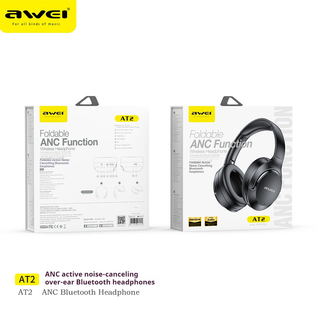 AWEI AT2ANC Bluetooth Headset With Active Noise Cancellation