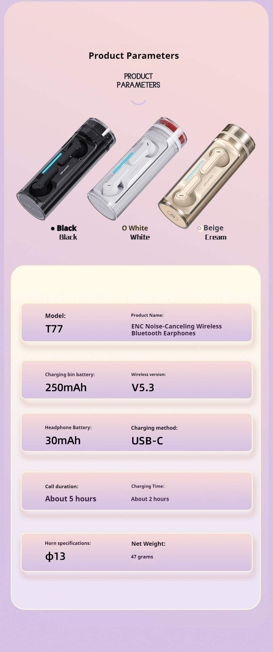 AWEI Four-microphone ENC Call Dry-reducing Bluetooth Headset