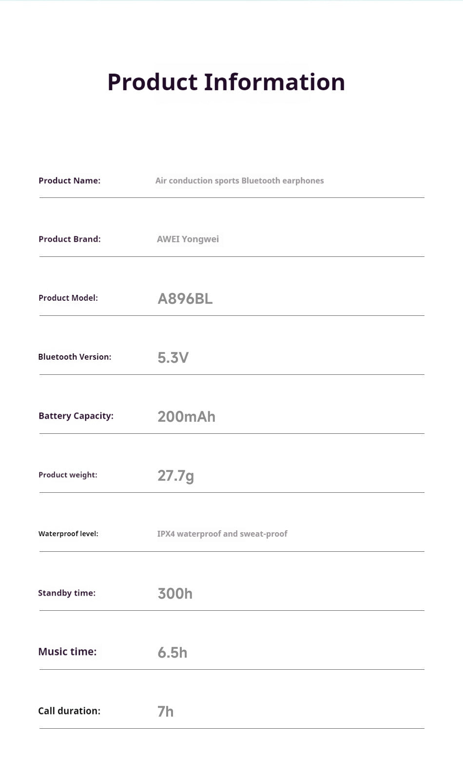 AWEI Air Conduction Sports Bluetooth Headset