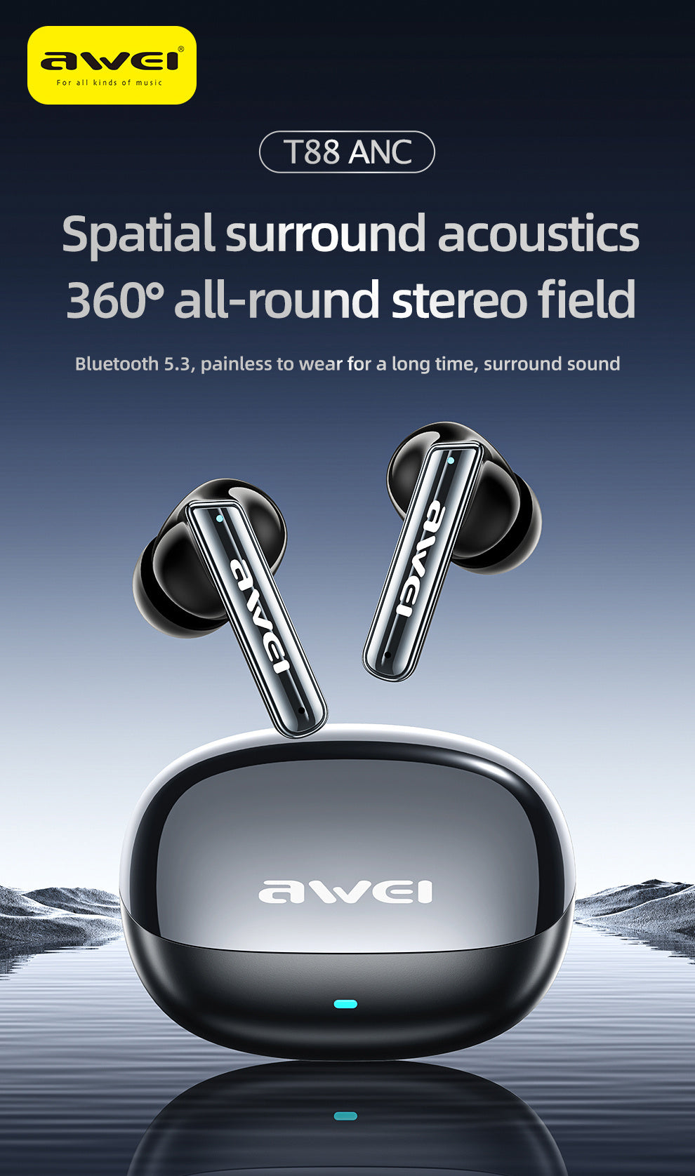 AWEI ANC ENC True Wireless Sports Bluetooth Earphones
